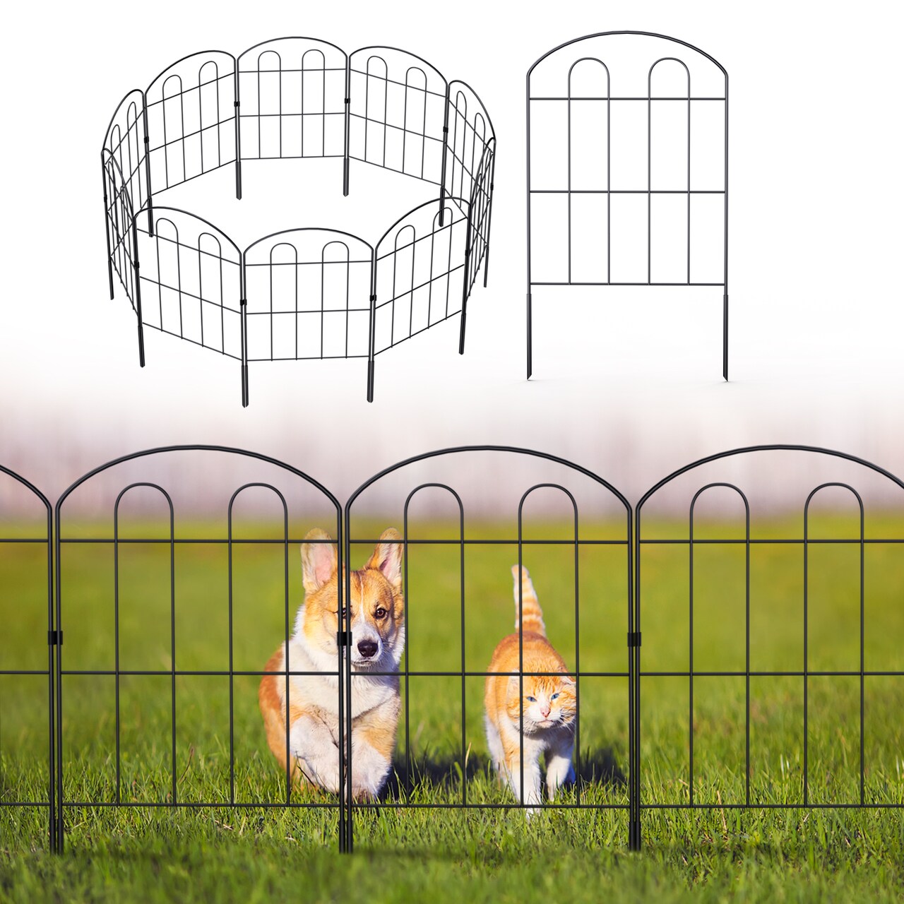 28pcs Metal Garden Fence Outdoor 24in x 30ft Folding Patio Flower Bed Fences